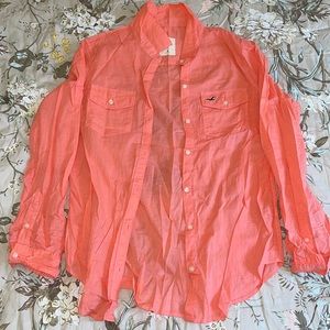 Hollister pink button shirt